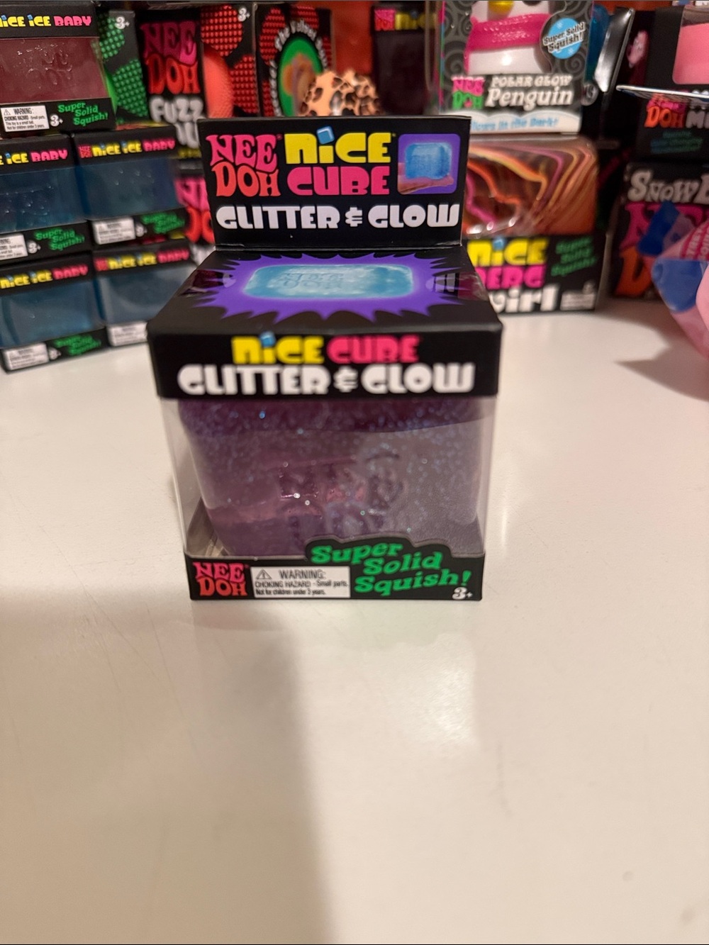 NeeDoh Nice Cube Glitter & Glow Purple